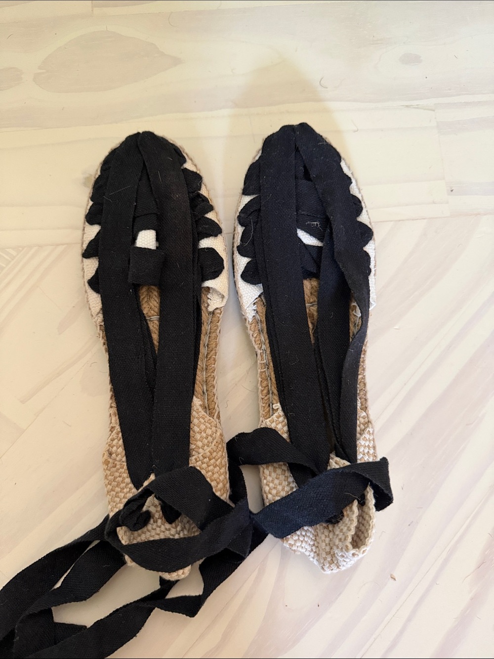 Black Lace-Up Espadrille Flats